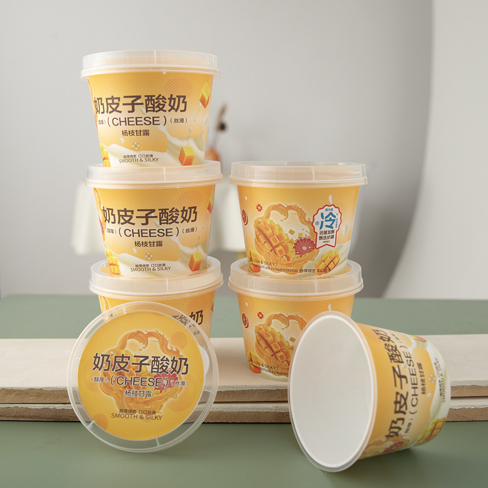 新品奶皮子酸奶包装盒加厚带盖塑料杯可发酵奶酪一次性甜品打包盒