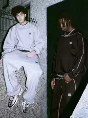 Kroen Solid Color Embroidered Crew Neck Sweatshirt Hip-Hop Street Style Loose Elastic Waist Jogger Pants Sports Set