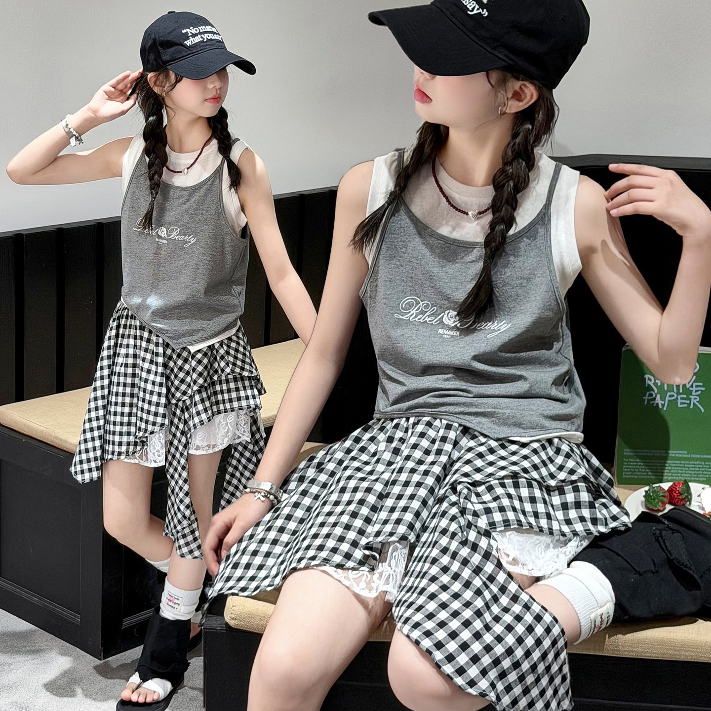 女童夏季时髦套装中大童