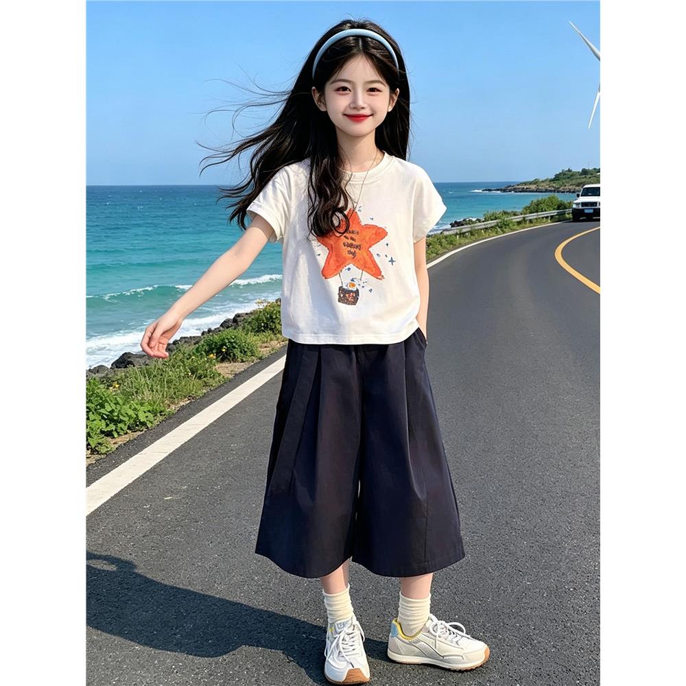 韩系女童夏季新品九分裤