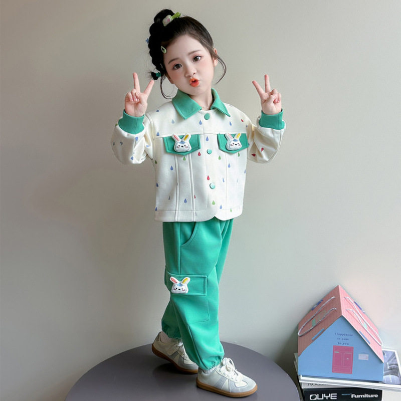 女小童套装春秋款2026新款女宝宝洋气时髦秋装儿童休闲工装两件套