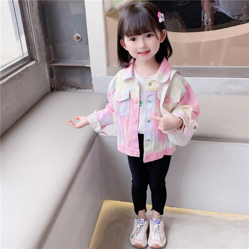 女童牛仔外套春秋款短款女宝春装卡通外套2026新款儿童夹克衫春季图片
