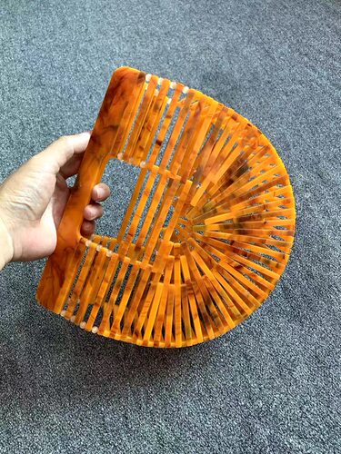 女包韩国小众设计师半圆镂空亚克力手提女包沙滩度假海岛风包包