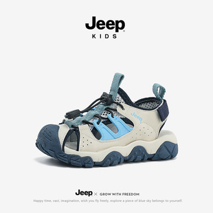 儿童运动鞋 jeep男童包头溯溪凉鞋 轻便新款 透气户外2025沙滩鞋 夏款