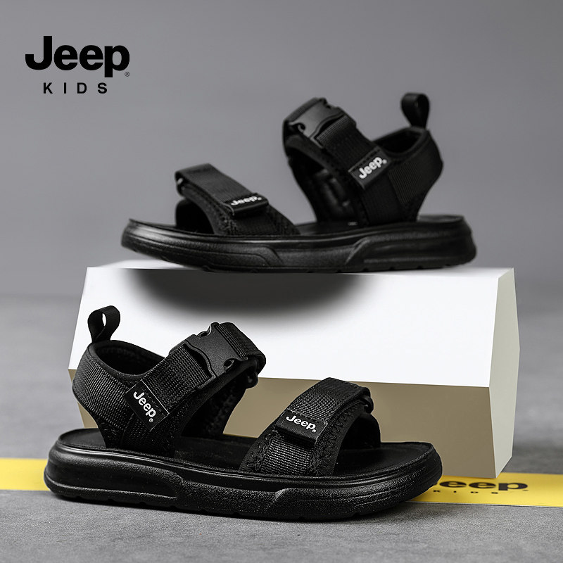 Jeep夏季新款魔术贴露趾儿童凉鞋