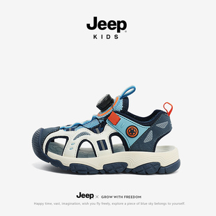 男童包头运动凉鞋 Jeep女童夏款 软底防滑沙滩鞋 轻便鞋 子2025年新款