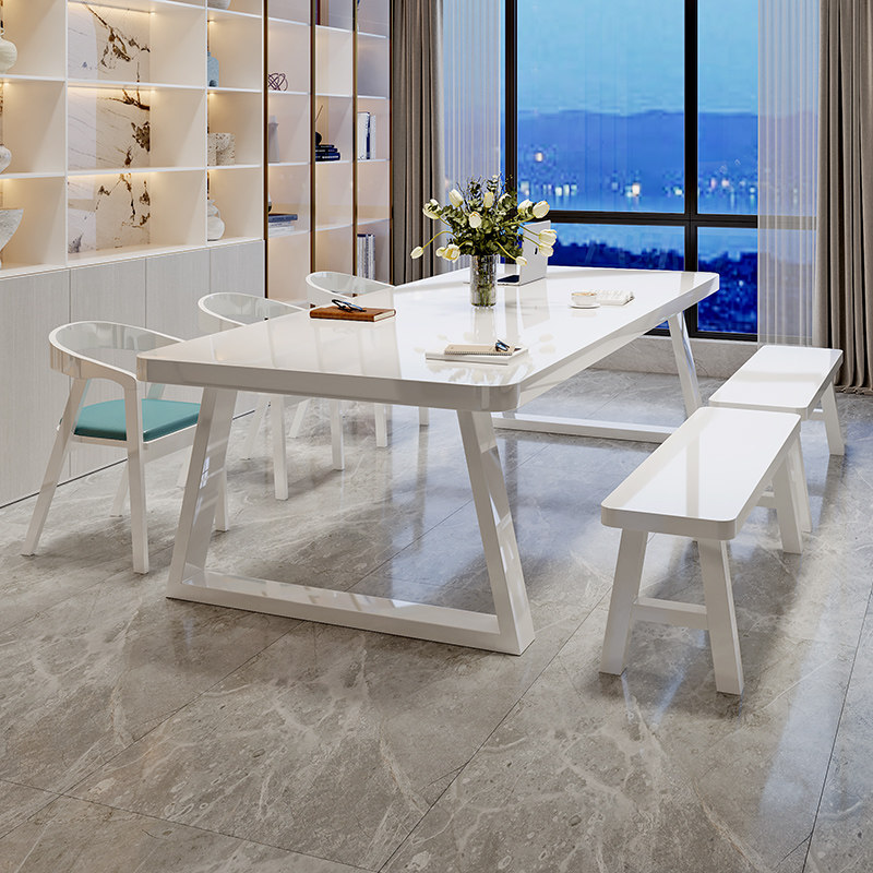 白色钢琴烤漆实木书桌客厅家用长桌工作台大板桌奶油风学习阅读桌,住宅家具,书桌,淘宝优惠券,粉丝福利购,淘宝优惠卷