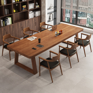 北欧客厅大长书桌简约家用实木学习桌写字台原木长条双人工作台