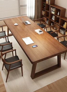 长桌子客厅家用餐桌书桌一体实木长条桌书房开放式工作台大学习桌