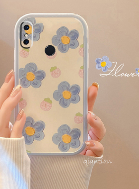 适用于小米MAX3手机壳女名媛爆款mi max3高级油画草莓蓝花小清新