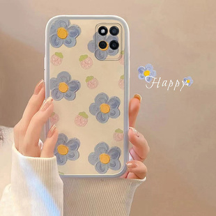 适用于OPPOREALMEV11手机壳潮牌防摔全包式软胶套REALMEV11S草莓蓝花高颜值简约ins风
