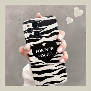 适用于OPPO Findx3Pro手机壳黑色波浪findx3pro斑马纹小红书ins风