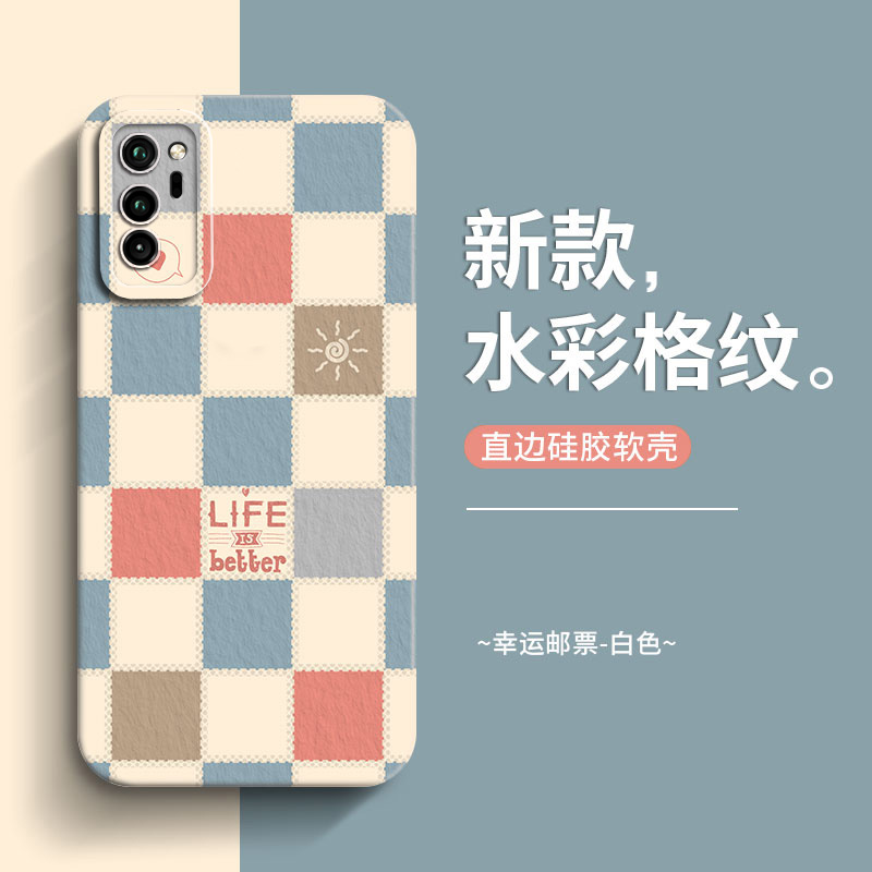 适用于华为荣耀v30手机壳女全包防摔OXF-AN00小红书爆款撞色格子