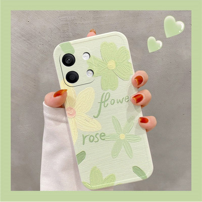 适用于小米红米note13手机壳redmi Note13Pro+高颜值新款防摔全包硅胶闺蜜小花保护套艺术ins