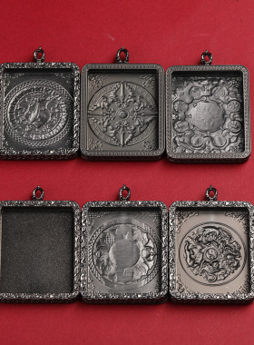 单面唐卡盒子吊坠壳子藏式唐卡嘎乌盒吊坠黑色款唐卡嘎乌盒