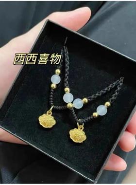 小红绳同款福牌平安锁编织项链黑绳简约气质手工编织锁骨链