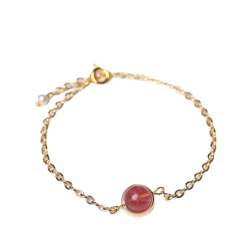 水晶手链女草莓晶粉桃花