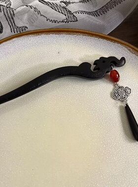 新中式古风红色水滴耳环