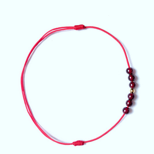 石榴石脚链女手工编织绳