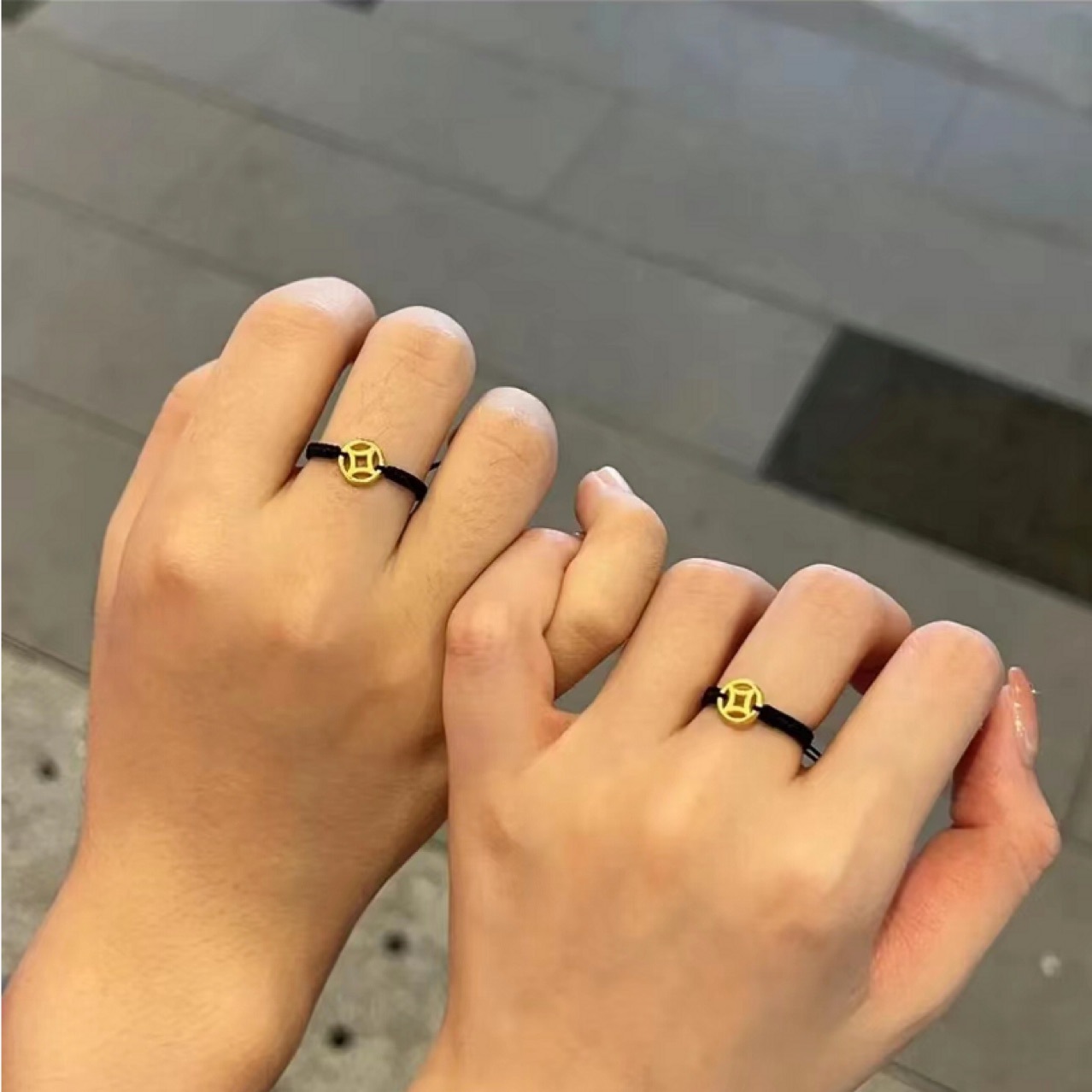 抖音同款编织铜钱戒指钛