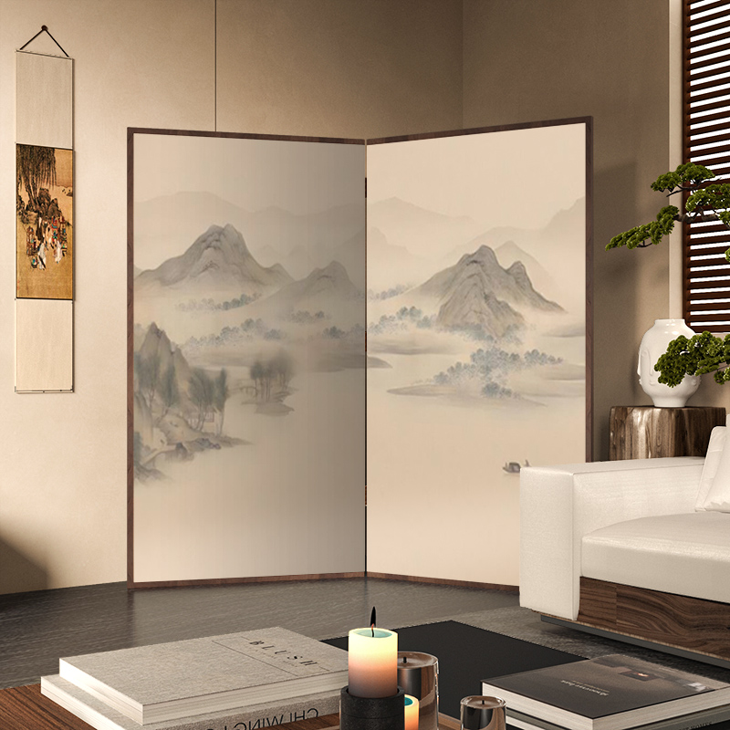 湖山春暖图》新中式屏风隔断