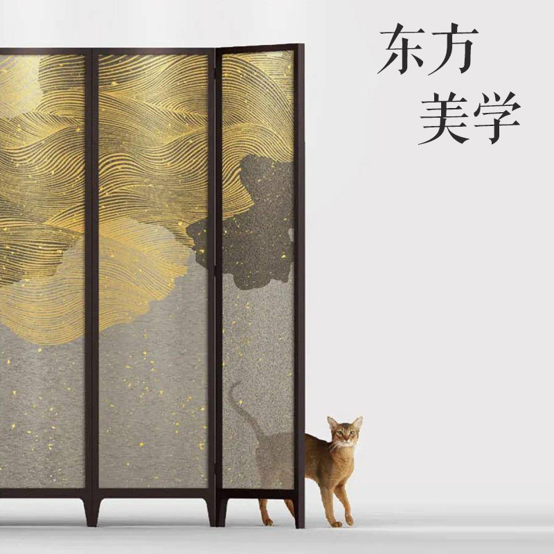 《流金》新中式简约现代屏风隔断客厅办公茶室背景墙酒店展会折屏