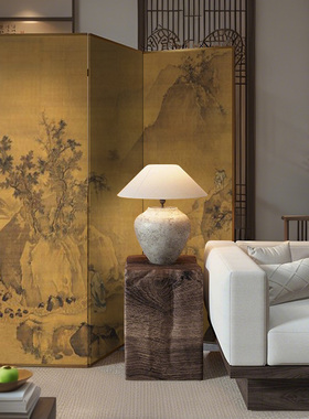 宋代美学新中式实木屏风隔断客餐厅卧室玄关茶室移动折屏古画山水