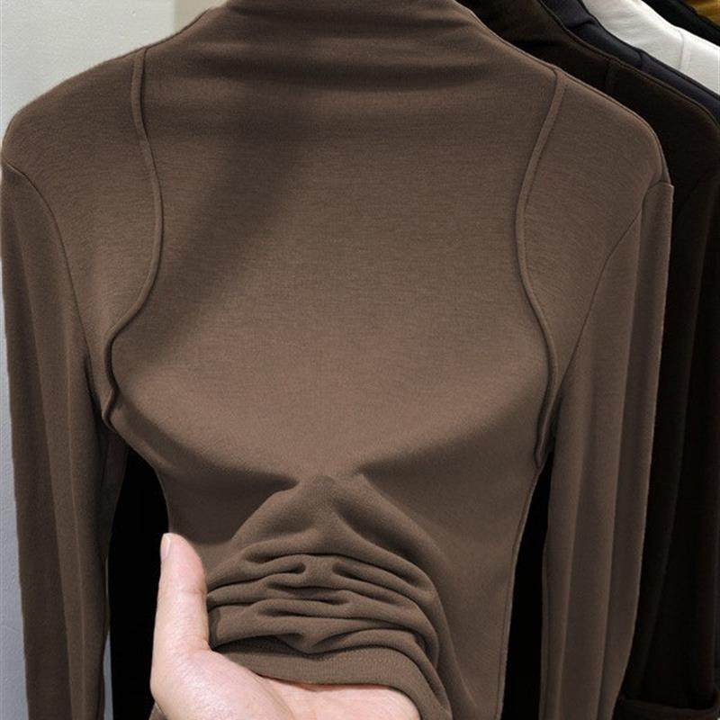 螺纹半高领打底衫女内搭秋冬2025新款长袖T恤女修身显瘦保暖上衣,女装/女士精品,T恤,淘宝优惠券,粉丝福利购,淘宝优惠卷