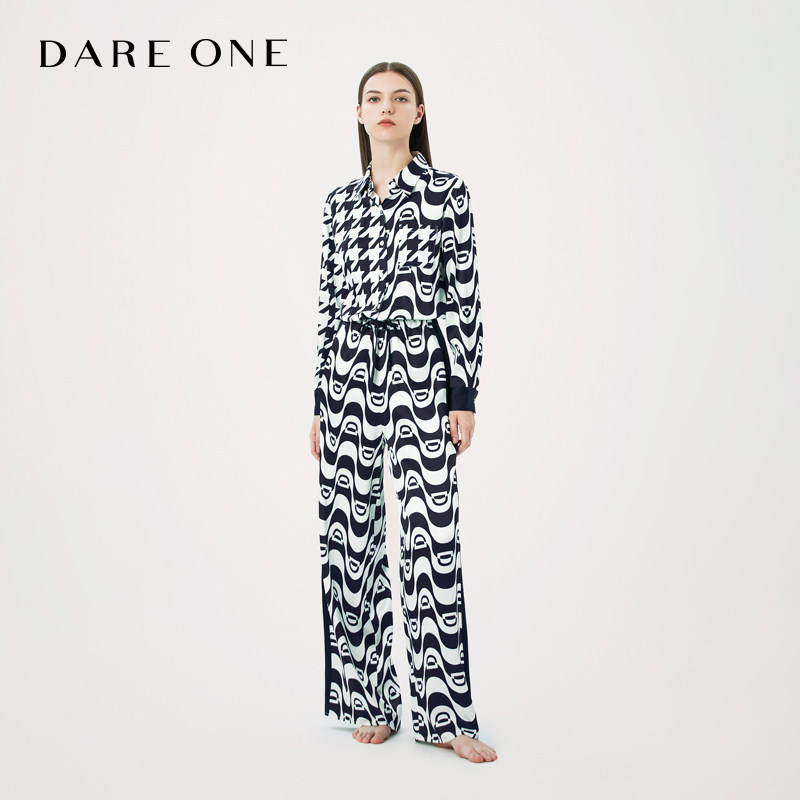DARE ONE重磅真丝睡衣女REVERSE桑蚕丝连体家居服水波纹