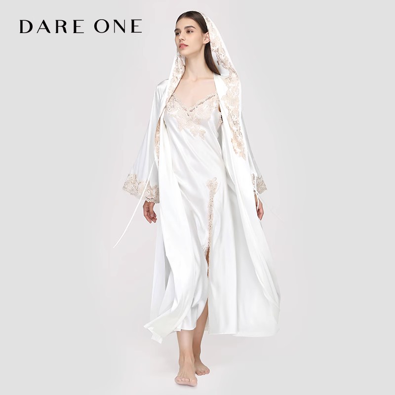 【套装推荐】DARE ONE真丝睡裙睡袍套装桑蚕丝家居服睡袍新娘晨袍