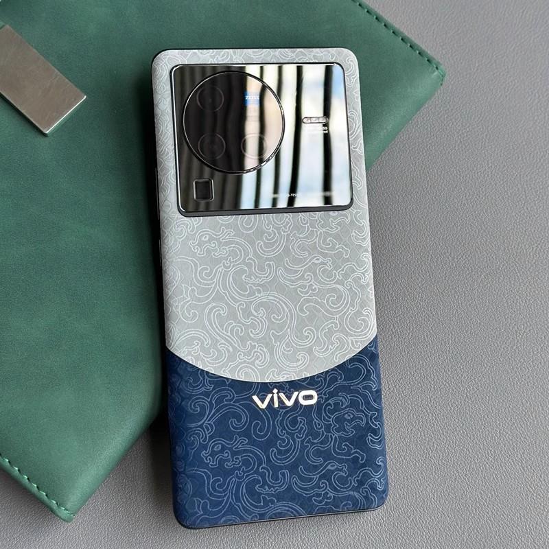 适用 vivox80Pro撞色背膜原机素皮双色拼接个性素素皮后膜vivox80手机后膜素皮贴撞色后盖保护膜