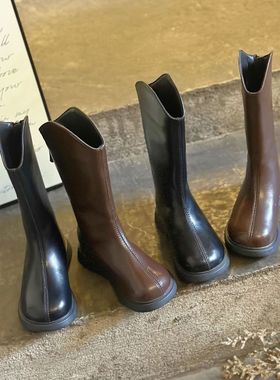 女童靴子2025新款秋冬长靴儿童长筒靴女大童马丁靴高筒靴秋季皮靴