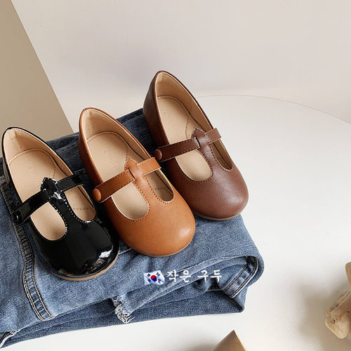 韩版英伦风小皮鞋秋季丁字鞋女童