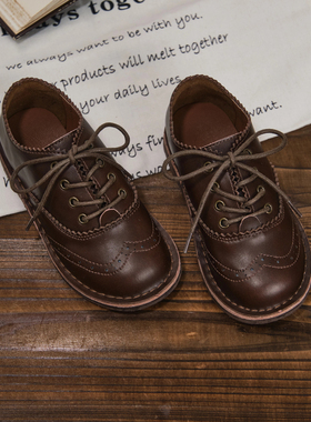 韩版童鞋2025女童秋冬新款英伦风镂空雕刻复古皮鞋儿童牛皮单鞋
