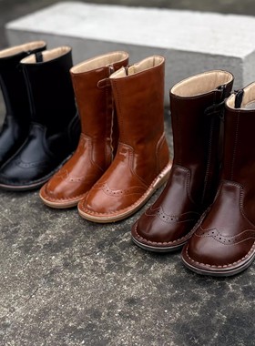 韩版童鞋2025女童秋冬新款英伦风中高筒靴马丁靴复古骑士靴公主靴