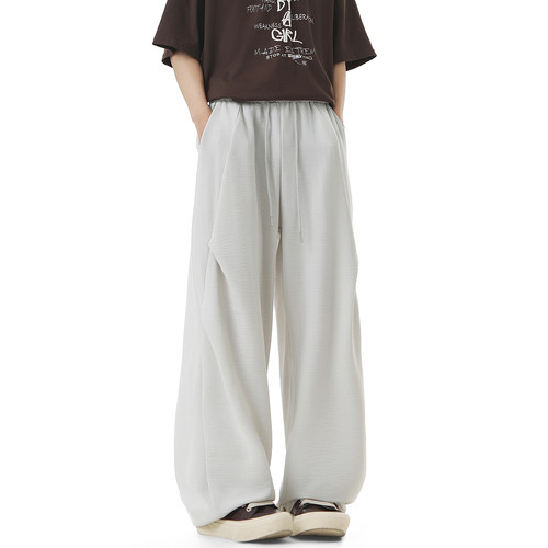 夏季冰丝透气高弹直筒微喇男裤