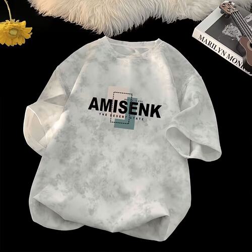 重磅美式印花宽松短袖T恤男