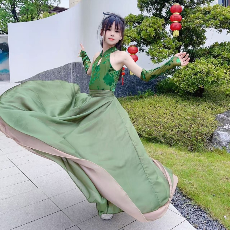 儿童雪龙吟古典舞演出服象王行古风舞蹈服九州同中国扇子舞打鼓服