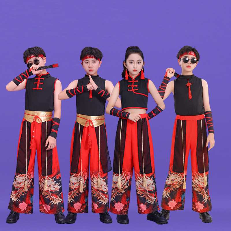 六一儿童演出服雪龙吟武术服中国风古典舞走秀国潮风爵士舞打鼓服