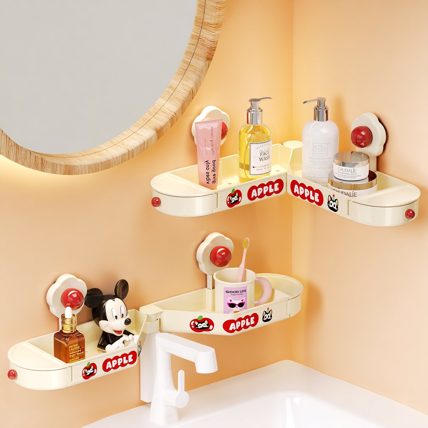 卫生间吸盘水龙头置物架浴室免打孔厕所壁挂洗手洗漱台转角收纳架,家庭/个人清洁工具,浴室角架/置物架,淘宝优惠券,粉丝福利购,淘宝优惠卷