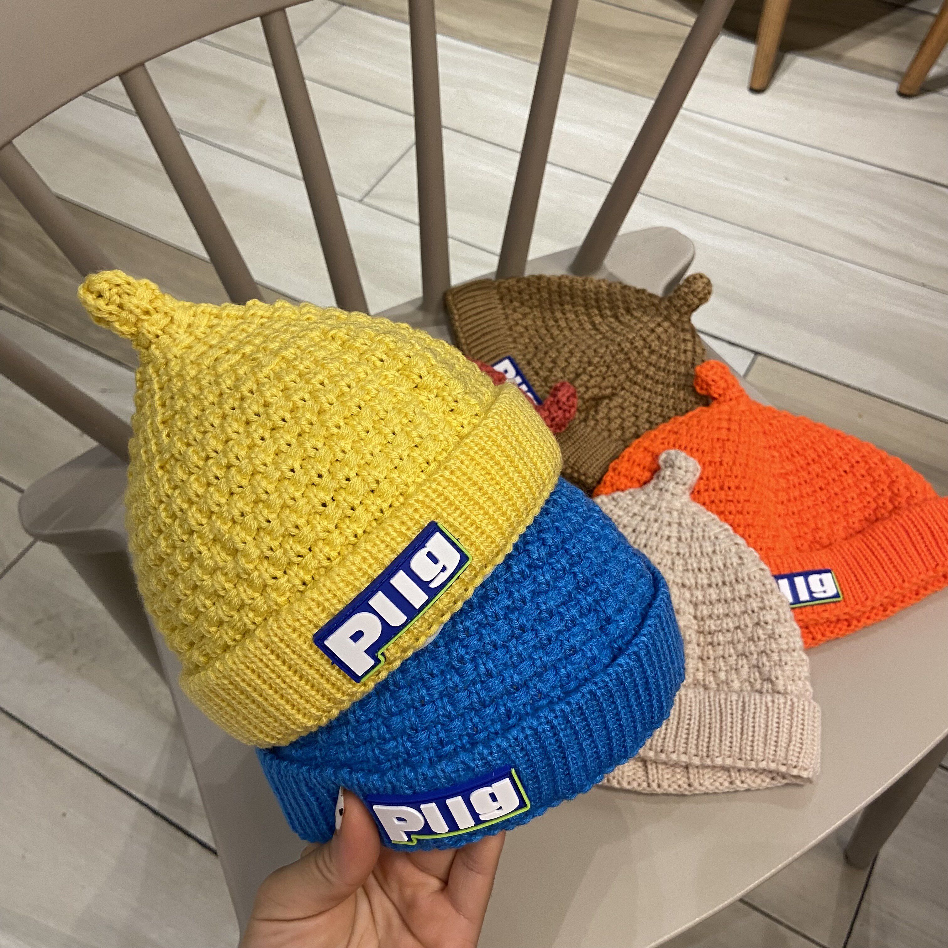 韩版宝宝帽子奶嘴帽秋冬新款男女童针织毛线帽婴幼儿套头揪揪帽潮