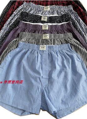 男士阿罗裤出口纯棉平角裤宽松四角内裤梭织全棉薄款家居短裤大码