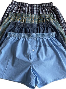 出口原单梭织全棉透气纯棉家居短裤男阿罗裤夏季宽松平角内裤大码