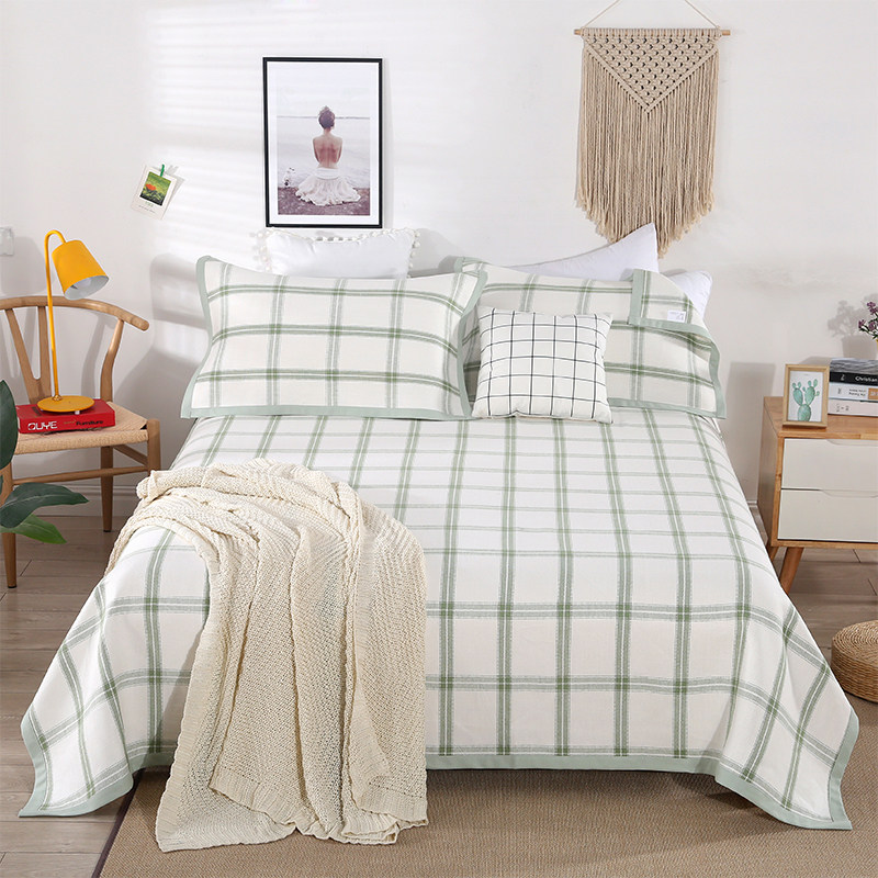 绿洲汉麻席子枕巾三件套吸湿透气简约格子床上用品可机洗,床上用品,床品套件/四件套/多件套,淘宝优惠券,粉丝福利购,淘宝优惠卷