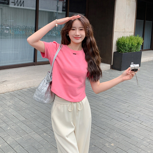 696P140K209 2C087 休闲短袖 两件套女2024年新气质显瘦直筒阔腿裤