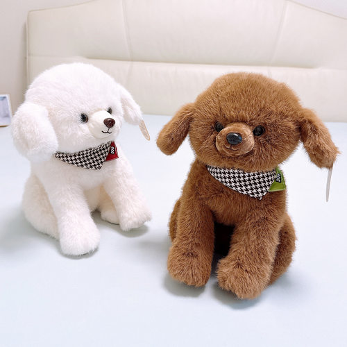 贝洋洋围巾贵宾犬玩偶蹲姿泰迪狗狗公仔儿童生日礼物兑换娃娃