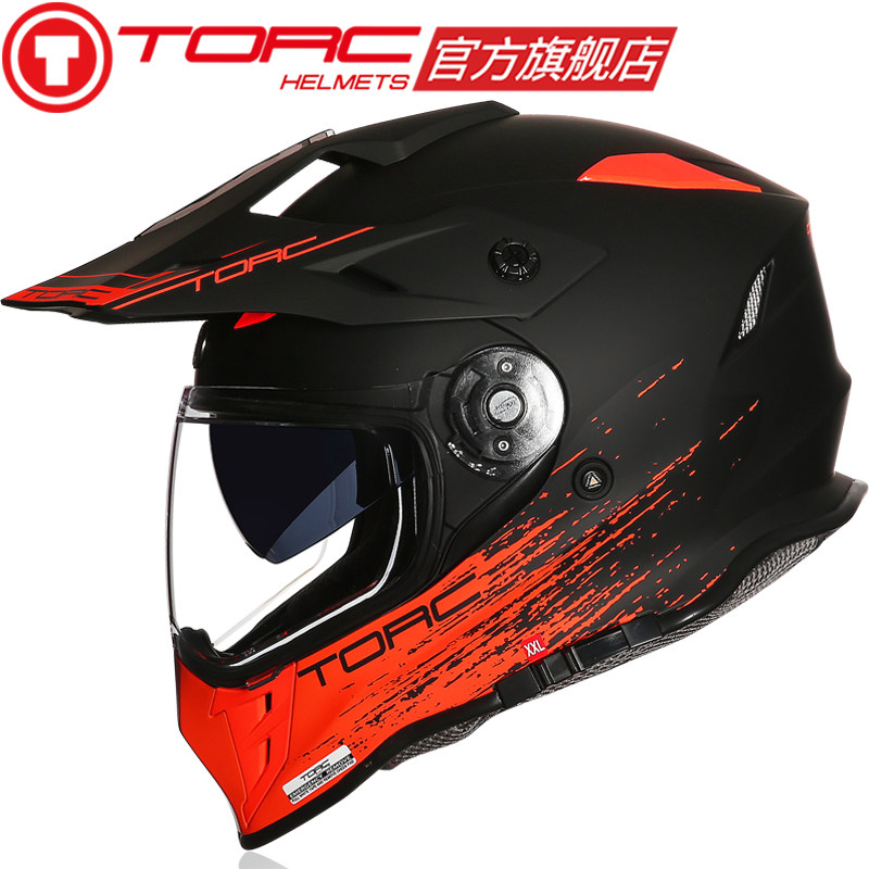 TORC摩托车公路越野拉力头盔四季摩旅大码全盔男女双镜片防雾夏季