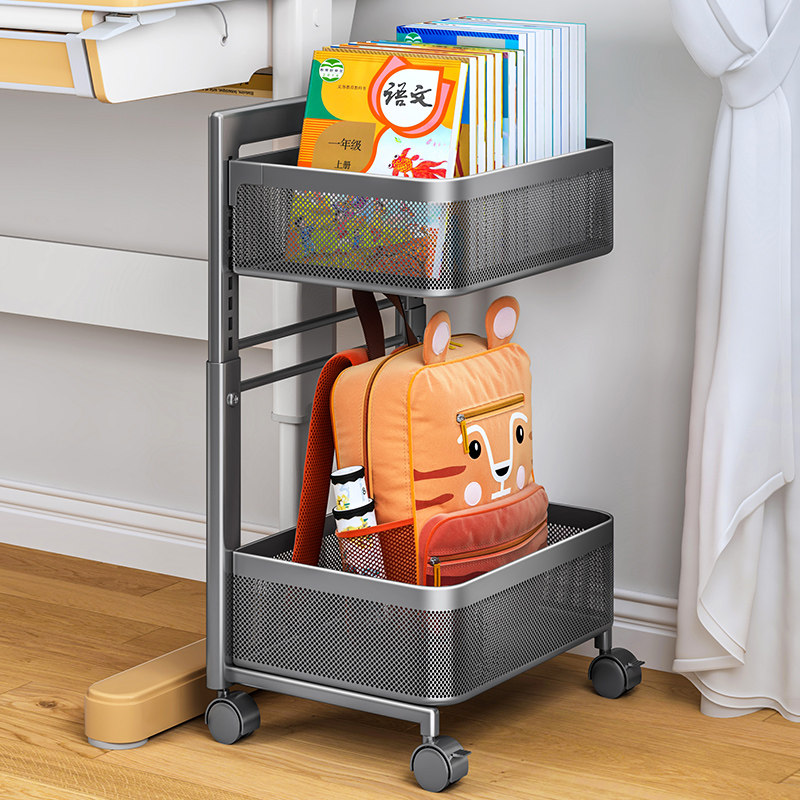 书包置物架可移动儿童书桌下放置书本初中生落地小推车收纳架神器
