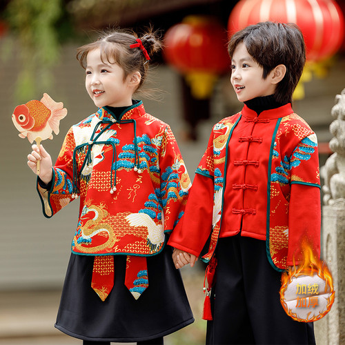 古装表演加绒国学服加绒男女童冬