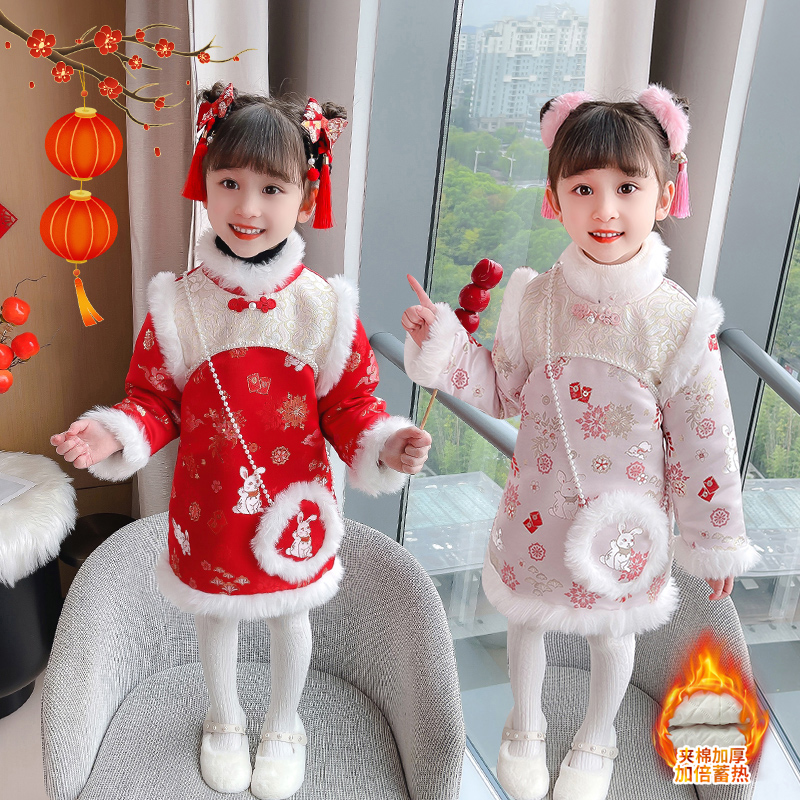 礼服旗袍加厚中国风年服女童冬季